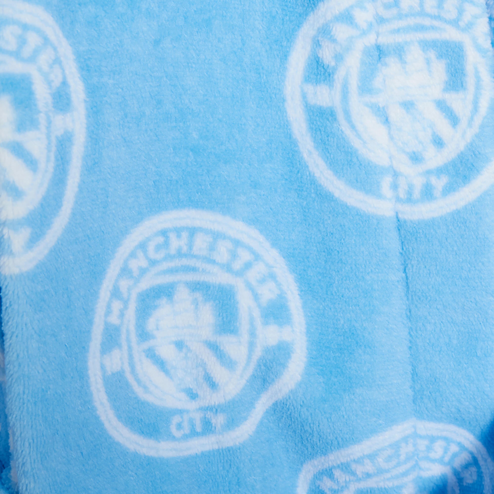 Kids Manchester City Pyjamas + Hooded Dressing Gown 3 Piece Nightwear Football Robe + Pjs Set