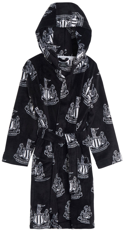Kids Newcastle United F.C. Pyjamas + Hooded Dressing Gown3 Piece Nightwear Football Robe Pjs Set
