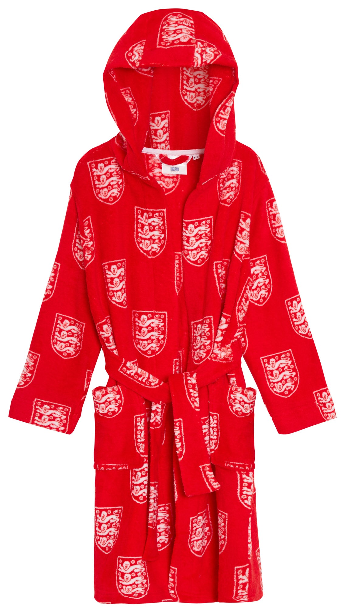 Kids Official England Football Club Pyjamas + Hooded Dressing Gown 3 Piece Nightwear Set