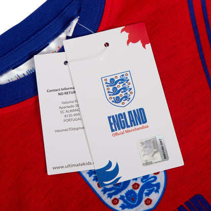 Kids Official England Football Club Pyjamas + Hooded Dressing Gown 3 Piece Nightwear Set