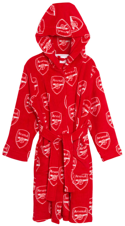 Kids Arsenal F.C. Pyjamas + Dressing Gown 3 Piece Nightwear Set Premier League Football Club Matching Robe Pjs Set