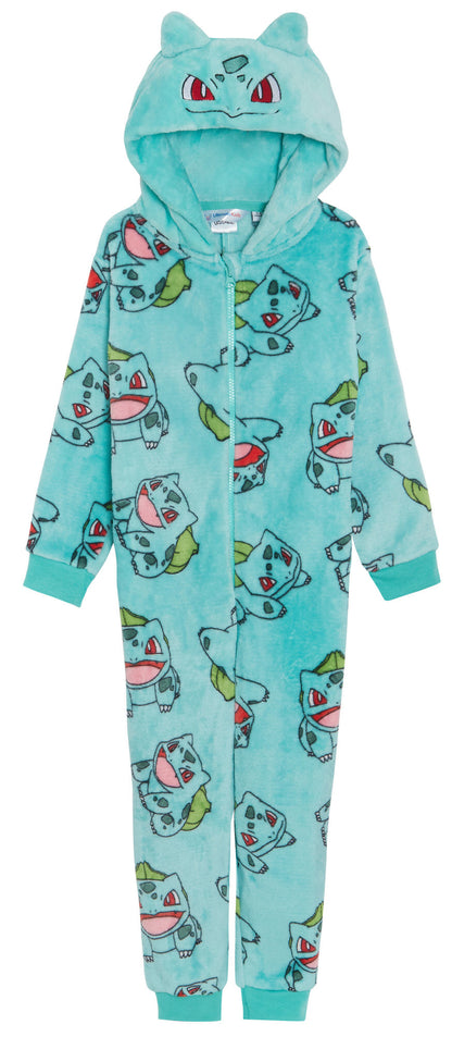 Kids Pokemon Hooded All In One Pikachu Charmander Gengar Onesie Fleece Pjs Loungewear