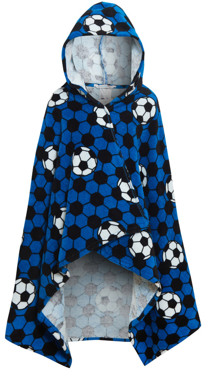 Kids Football Hooded Towel Girls Boys Poncho Beach Towel Bath Towel Swimming Wrap Changing Robe