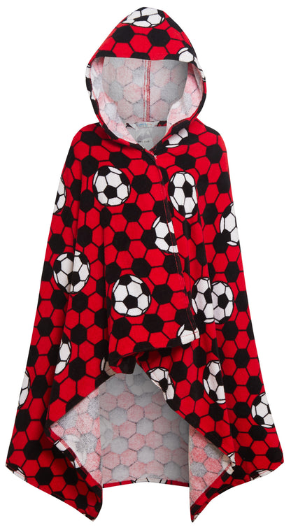 Kids Football Hooded Towel Girls Boys Poncho Beach Towel Bath Towel Swimming Wrap Changing Robe