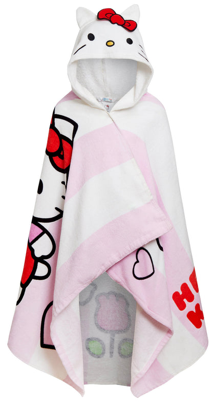 Hello Kitty Hooded Towel With 3D Hood Girls Poncho Cotton Beach Towel Bath Towel Changing Robe