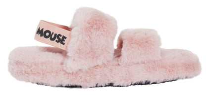 Womens Mickey Mouse Slippers Disney Faux Fur Sliders Lined Mule House Shoes