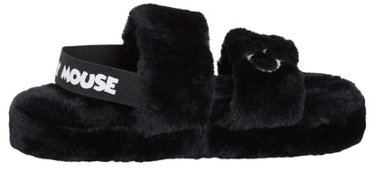 Womens Mickey Mouse Slippers Disney Faux Fur Sliders Lined Mule House Shoes