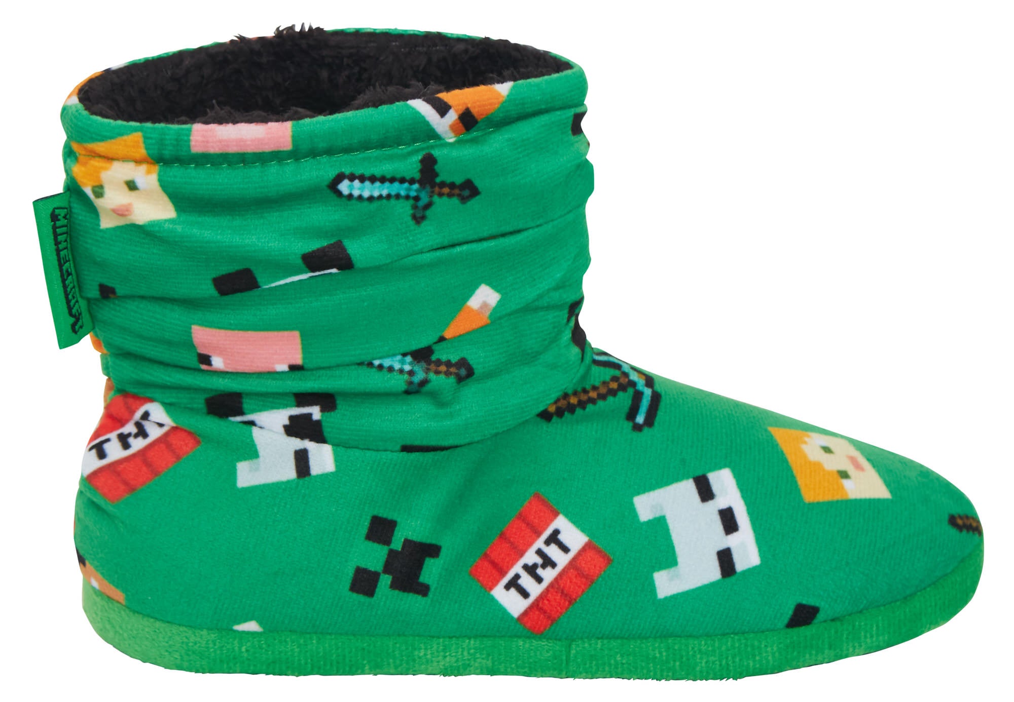Minecraft Slipper Boots Kids Slouch Gamer Fleece Slippers Girls Boys House Shoes