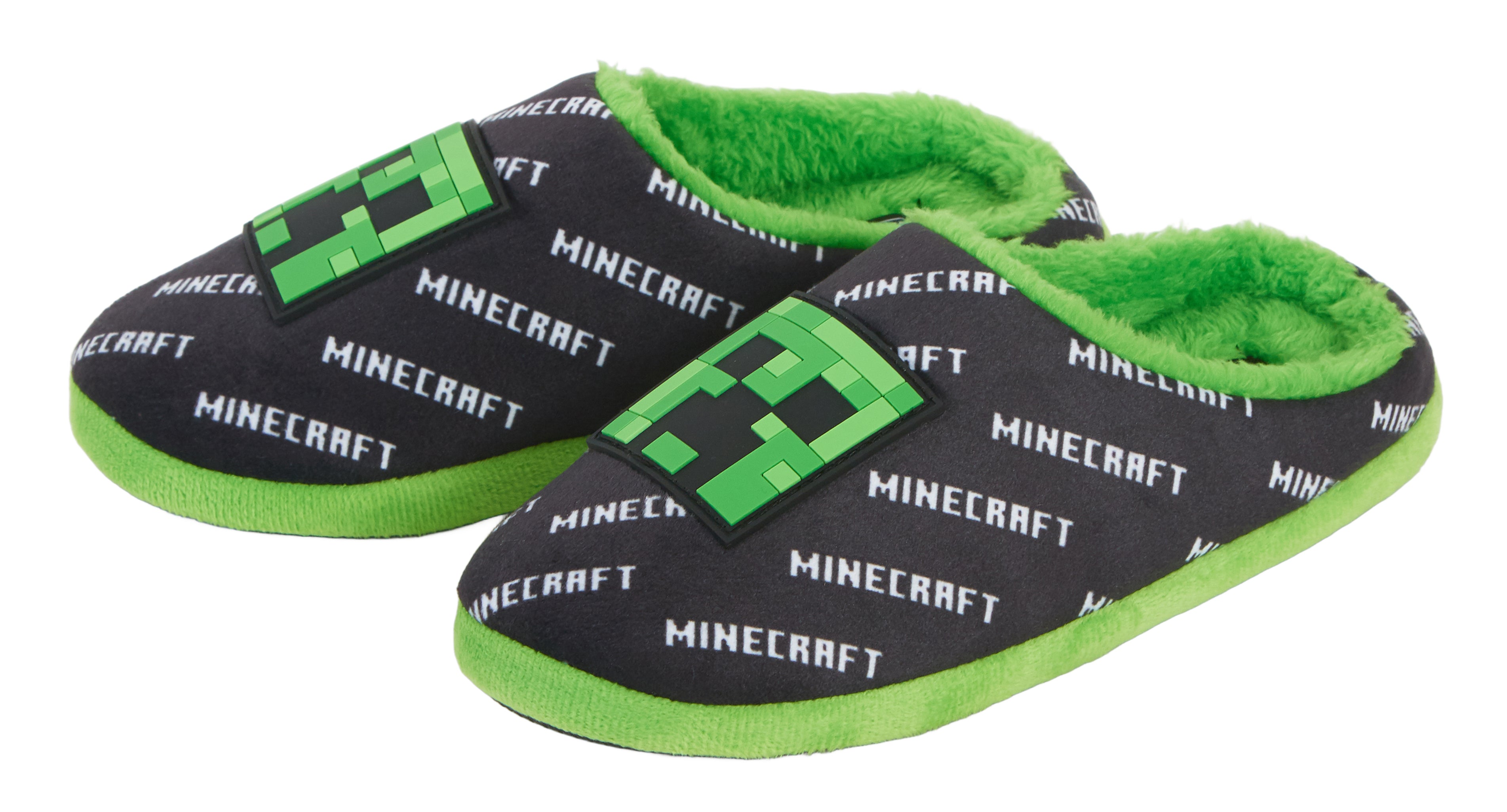 Boys Minecraft Slippers Kids Creeper Gaming Open Back Mules Slip On House Shoes