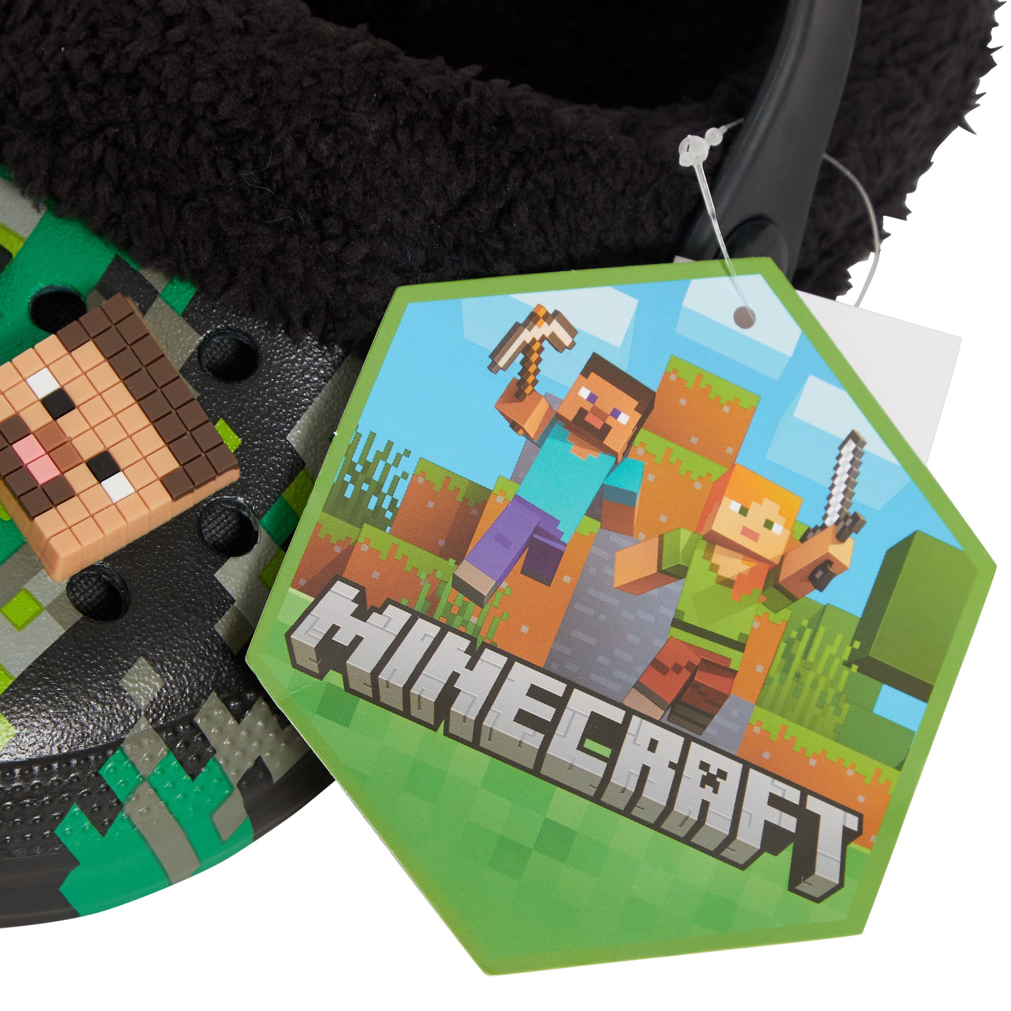 Minecraft Clogs With Removable Fur Fleece Lining + 6 Character Charms All Seasons Minecraft Slippers House Shoes