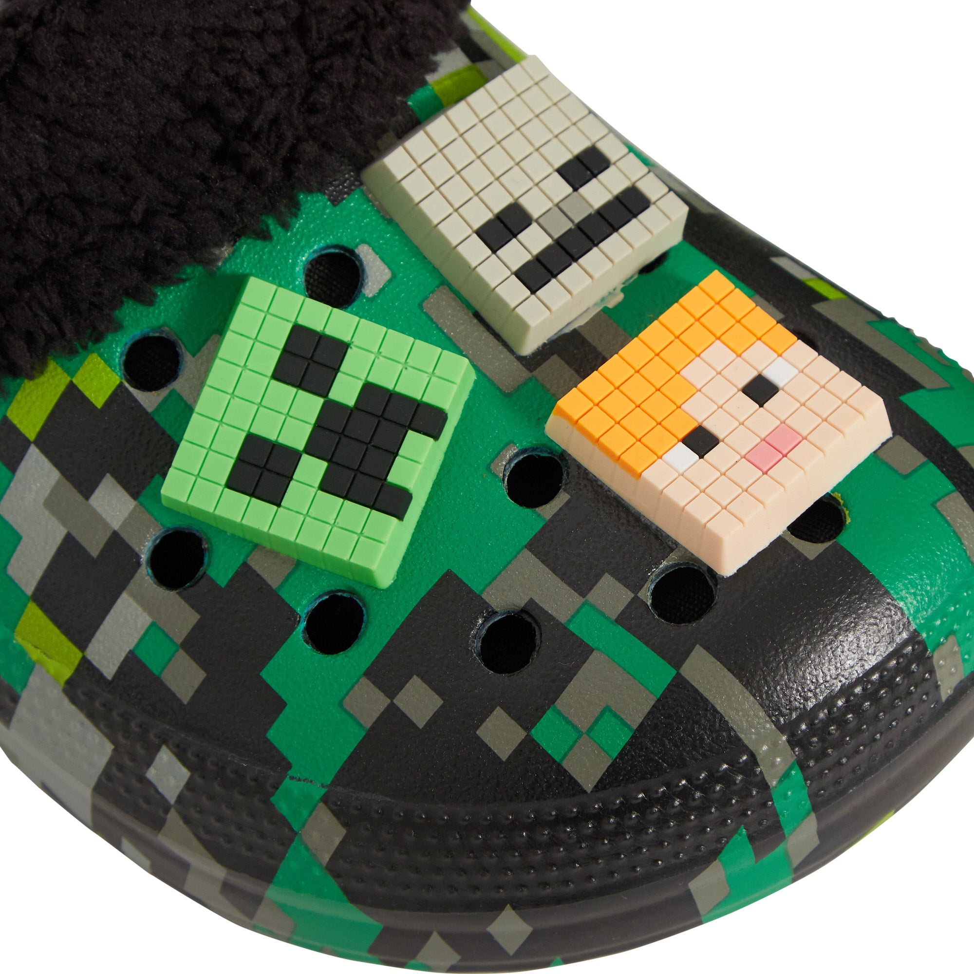 Minecraft Clogs With Removable Fur Fleece Lining + 6 Character Charms All Seasons Minecraft Slippers House Shoes