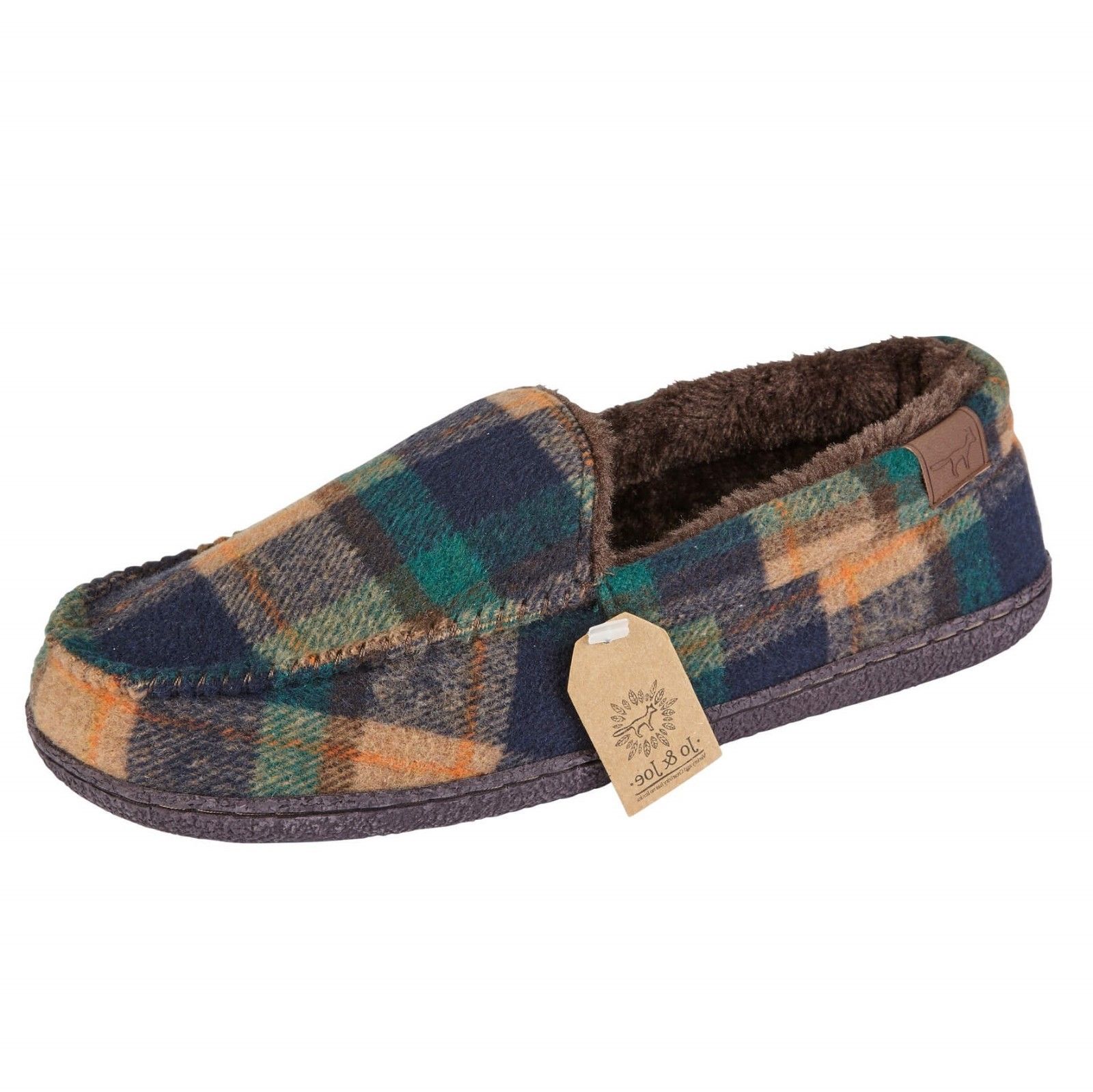 Mens Moccasins Slippers Faux Fur Lined Indoor House Shoes Lightweight Anti Skid