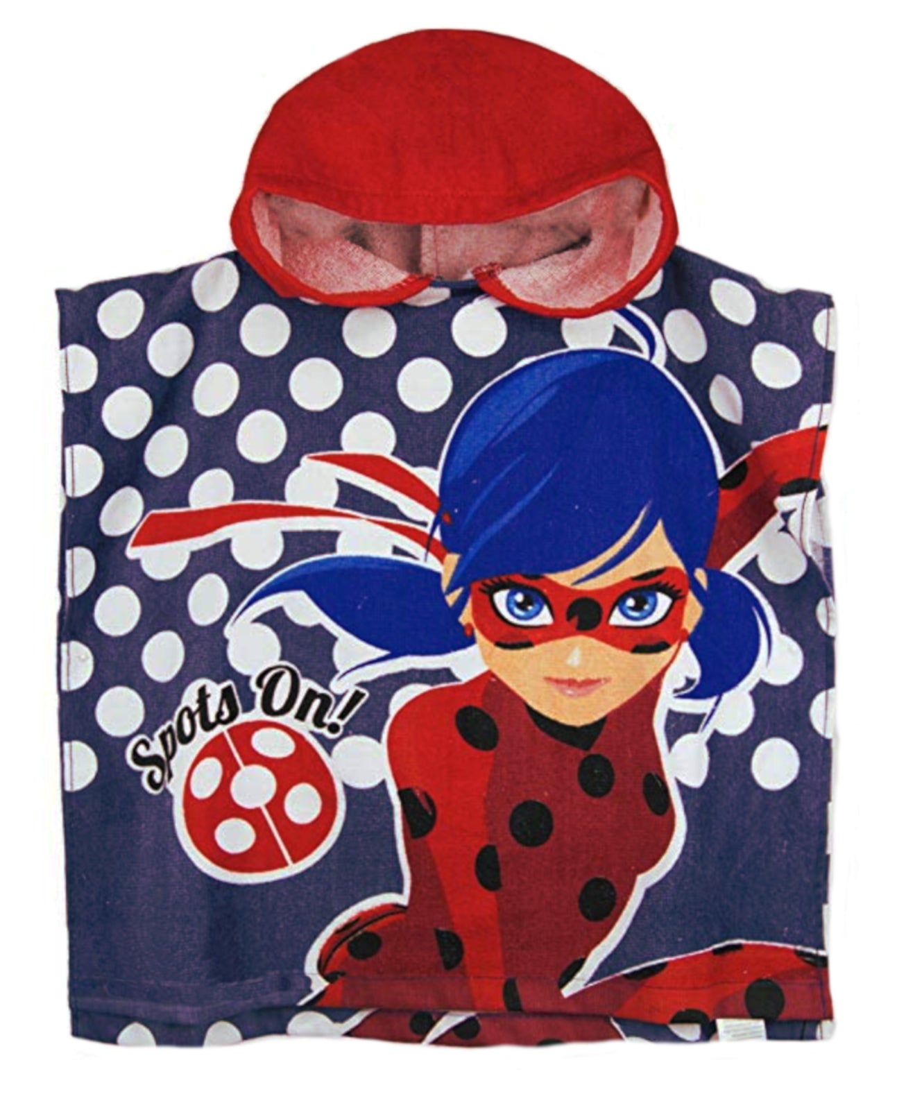 Girls Miraculous Ladybug Cotton Poncho Kids Character Hooded Beach Bath Towel