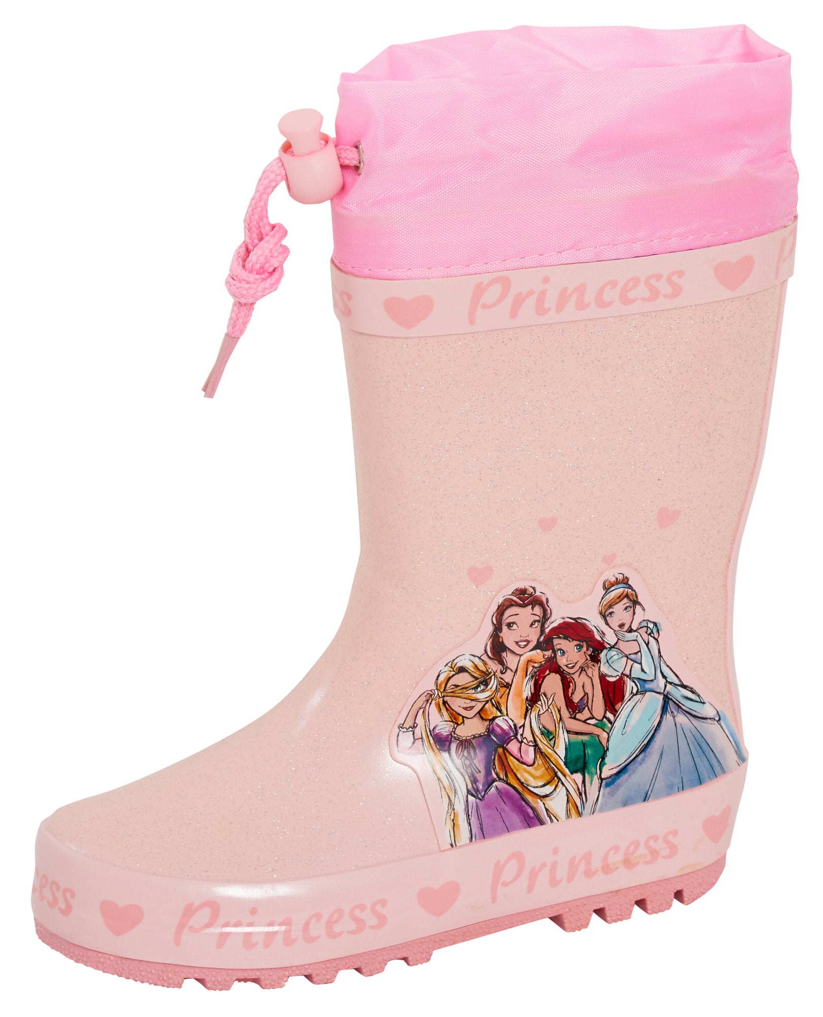 Girls Disney Princess Tie Top Wellies Warm Lined Wellington Boots Kids Snow Shoe