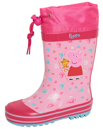 Girls Peppa Pig Tie Top Wellington Boots Kids Wellingtons Rain Boots Wellies