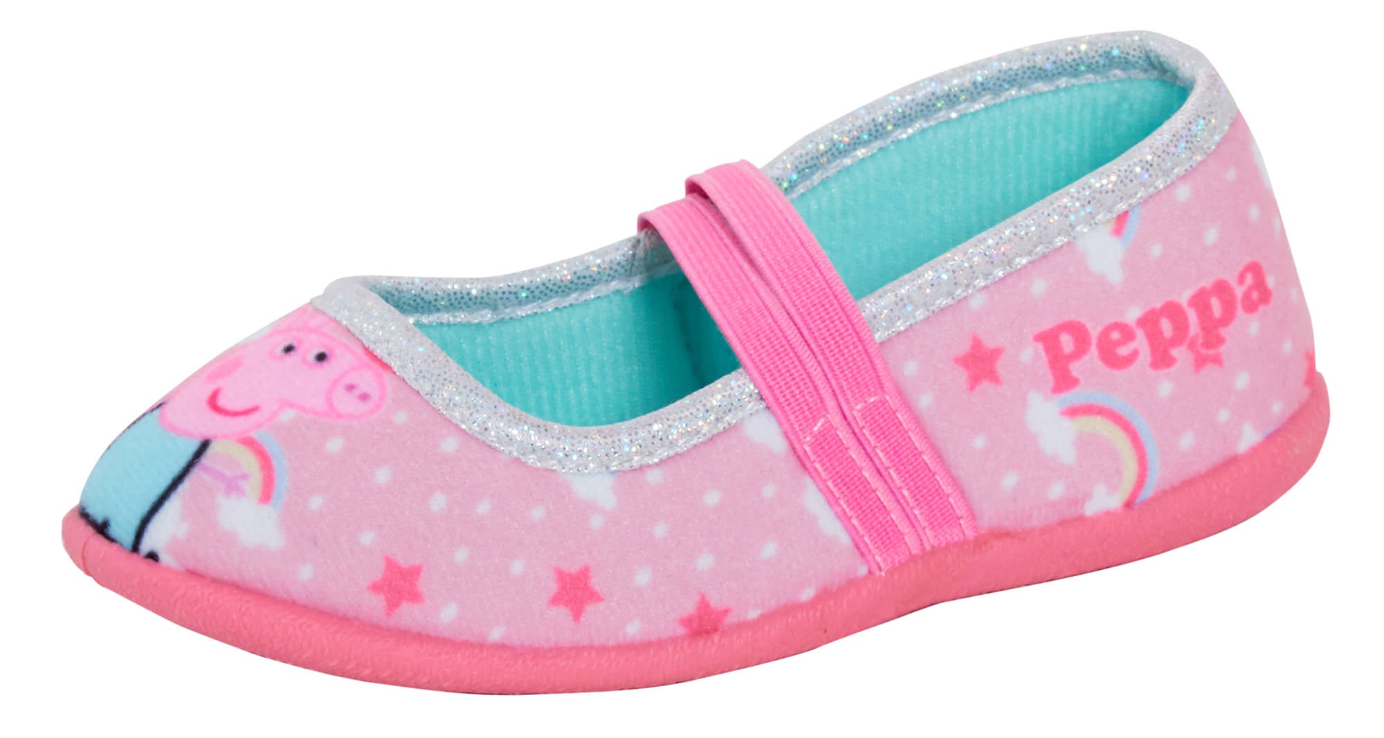 Girls Peppa Pig Slippers Kids Elastic Strap Ballet Pumps Peppa Pig House Shoes