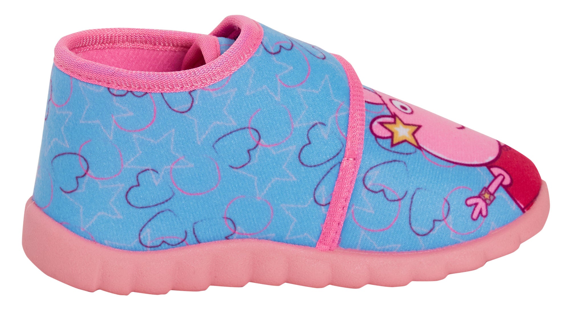 Girls Peppa Pig Slippers Kids Easy Fasten Booties Peppa Pig Nursery House Shoes