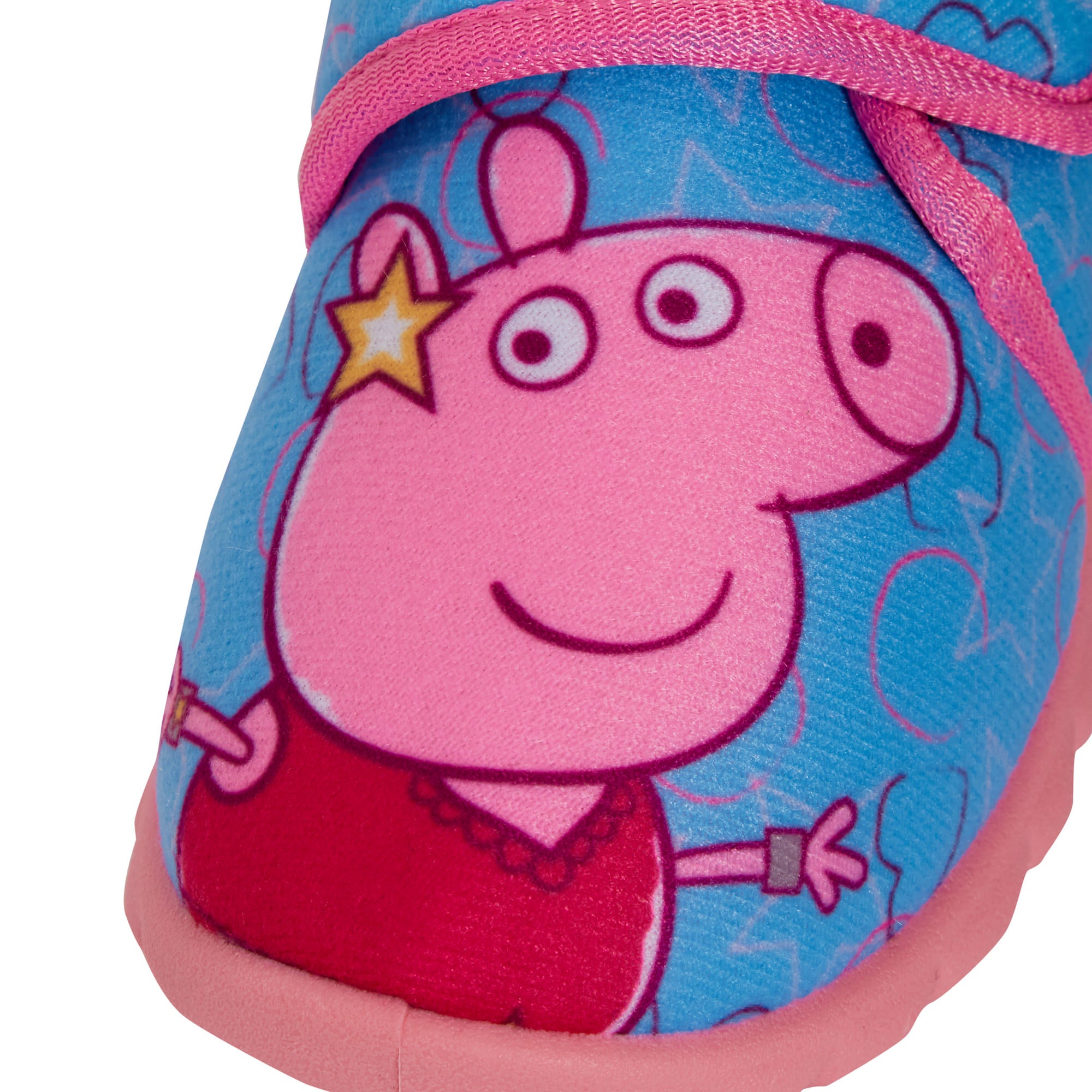 Girls Peppa Pig Slippers Kids Easy Fasten Booties Peppa Pig Nursery House Shoes