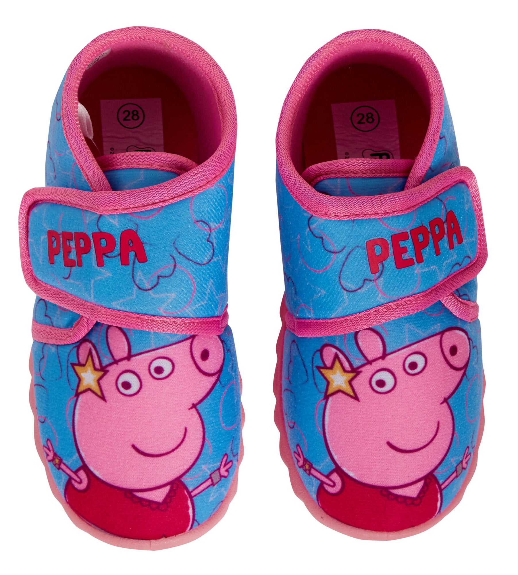 Girls Peppa Pig Slippers Kids Easy Fasten Booties Peppa Pig Nursery House Shoes