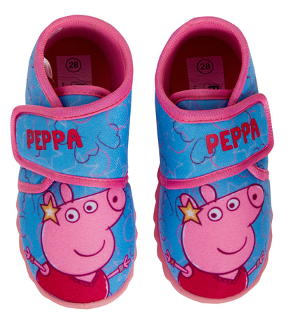 Girls Peppa Pig Slippers Kids Easy Fasten Booties Peppa Pig Nursery House Shoes