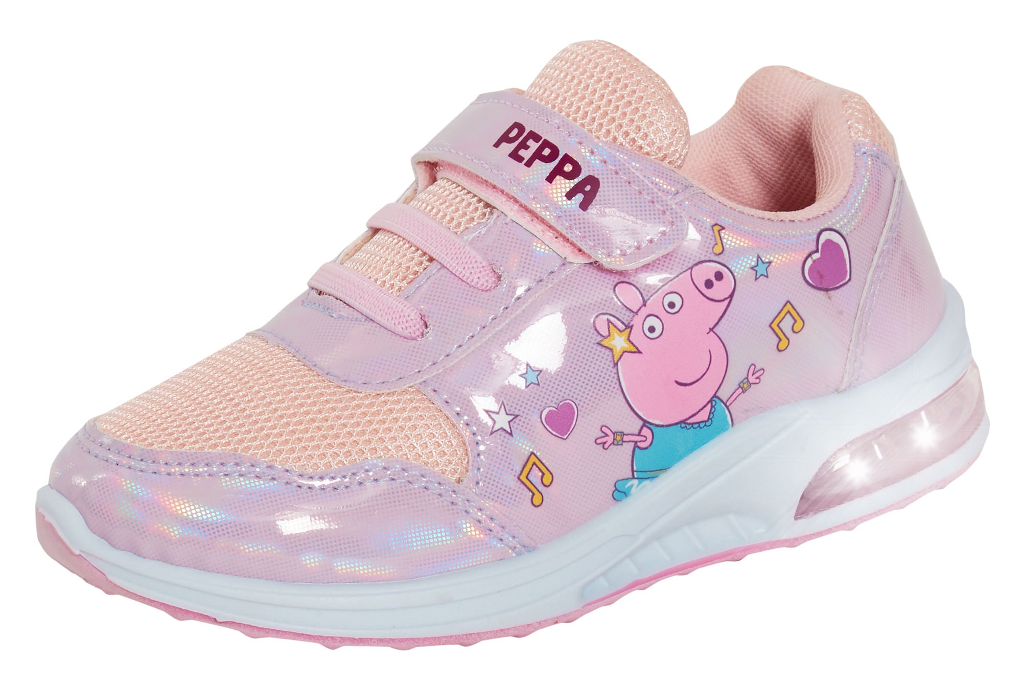 Girls Peppa Pig Light Up Trainers Kids Pink Flashing Lights Sports Shoes Pumps