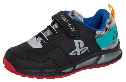 PlayStation Light Up Boys Trainers Kids Gamer Flashing Lights Black Sports Shoes