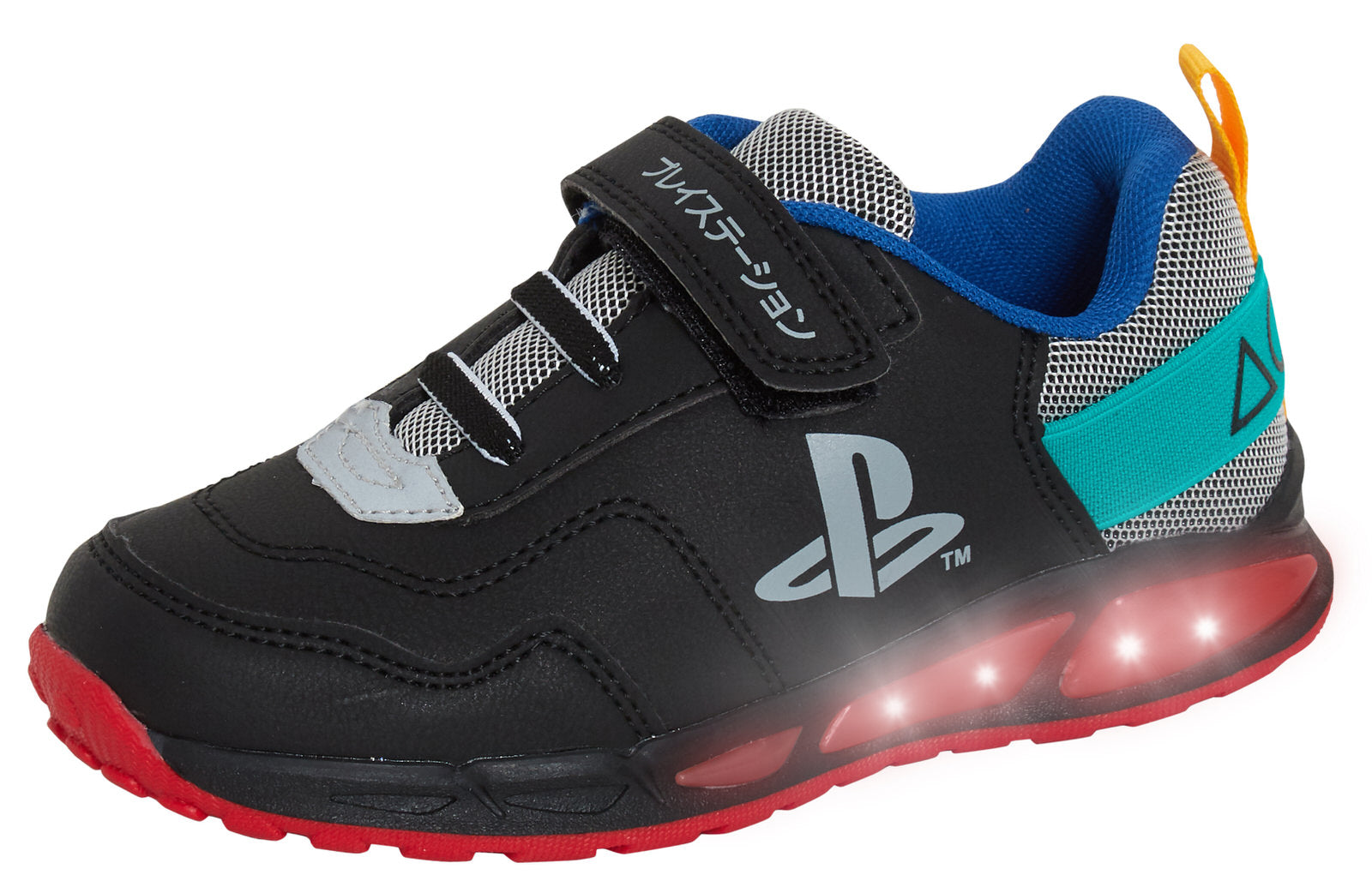 PlayStation Light Up Boys Trainers Kids Gamer Flashing Lights Black Sports Shoes