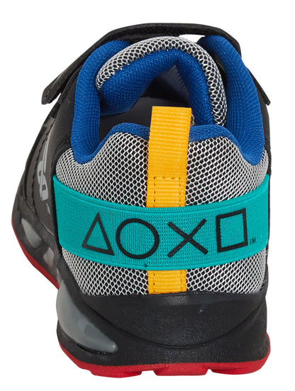 PlayStation Light Up Boys Trainers Kids Gamer Flashing Lights Black Sports Shoes
