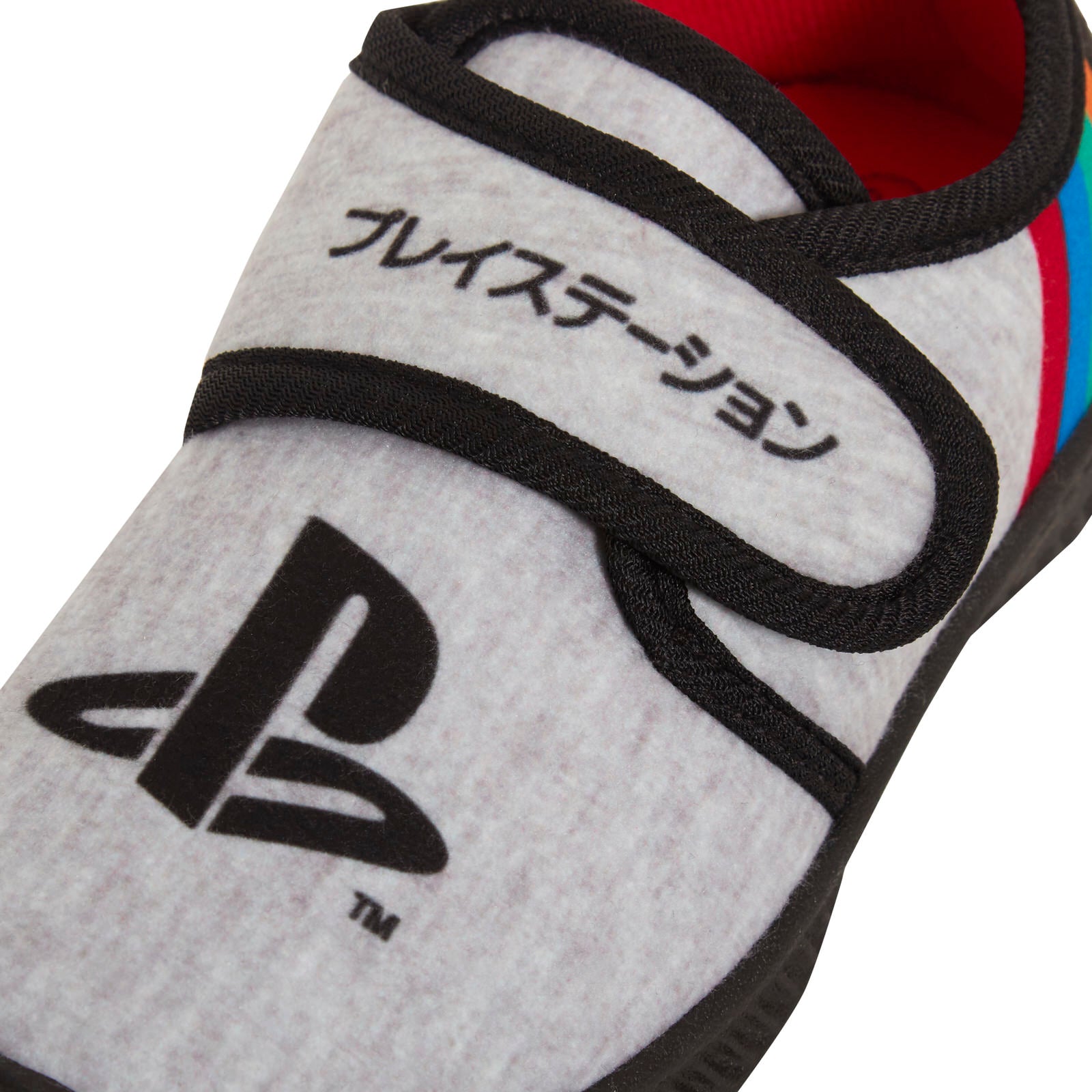 Boys Sony PlayStation Slippers Kids Gaming Touch Fasten Gamer Grey House Shoes