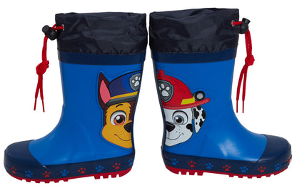 Boys Paw Patrol Tie Top Wellington Boots Kids Chase Marshall Wellies Rain Shoes