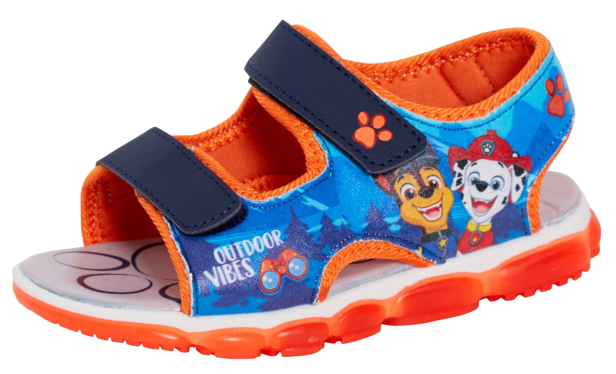 Paw Patrol Light Up Sports Sandals For Boys Chase Open Toe Easy Fasten Shoes