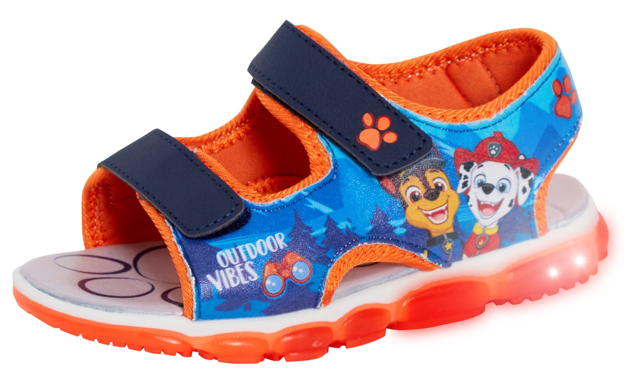 Paw Patrol Light Up Sports Sandals For Boys Chase Open Toe Easy Fasten Shoes