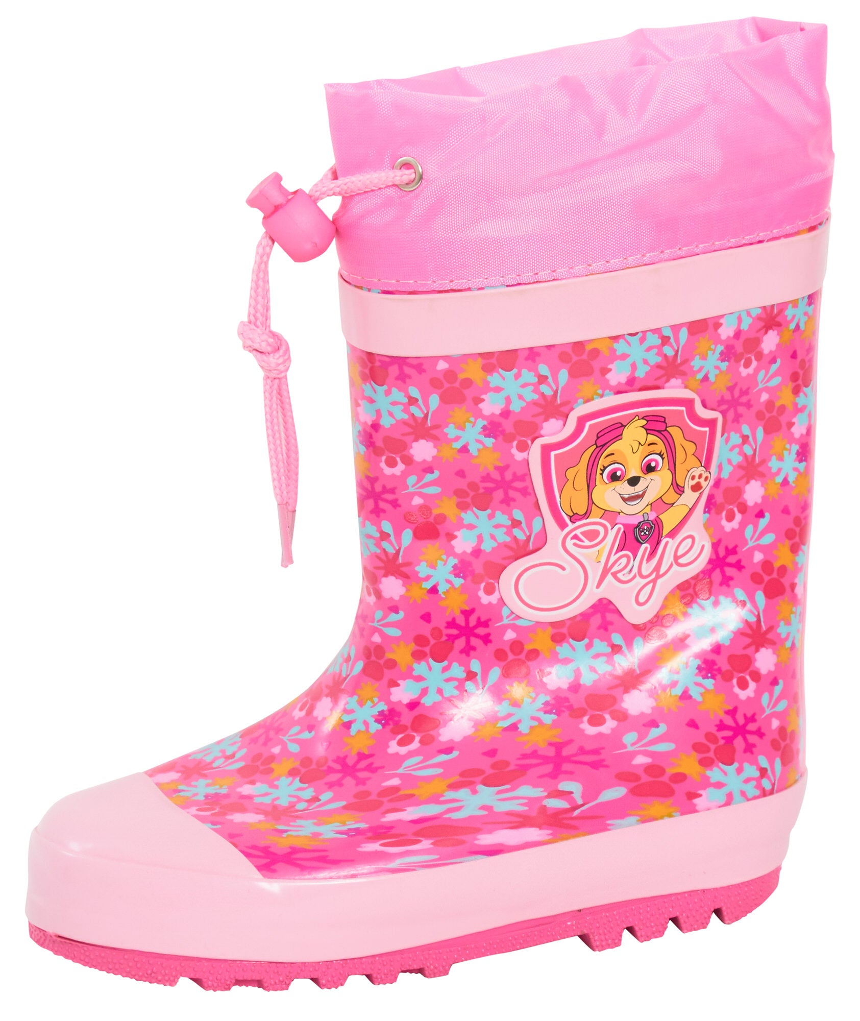 Girls Paw Patrol Tie Top Wellies Warm Lined Skye Wellington Boots Kids Snow Shoe