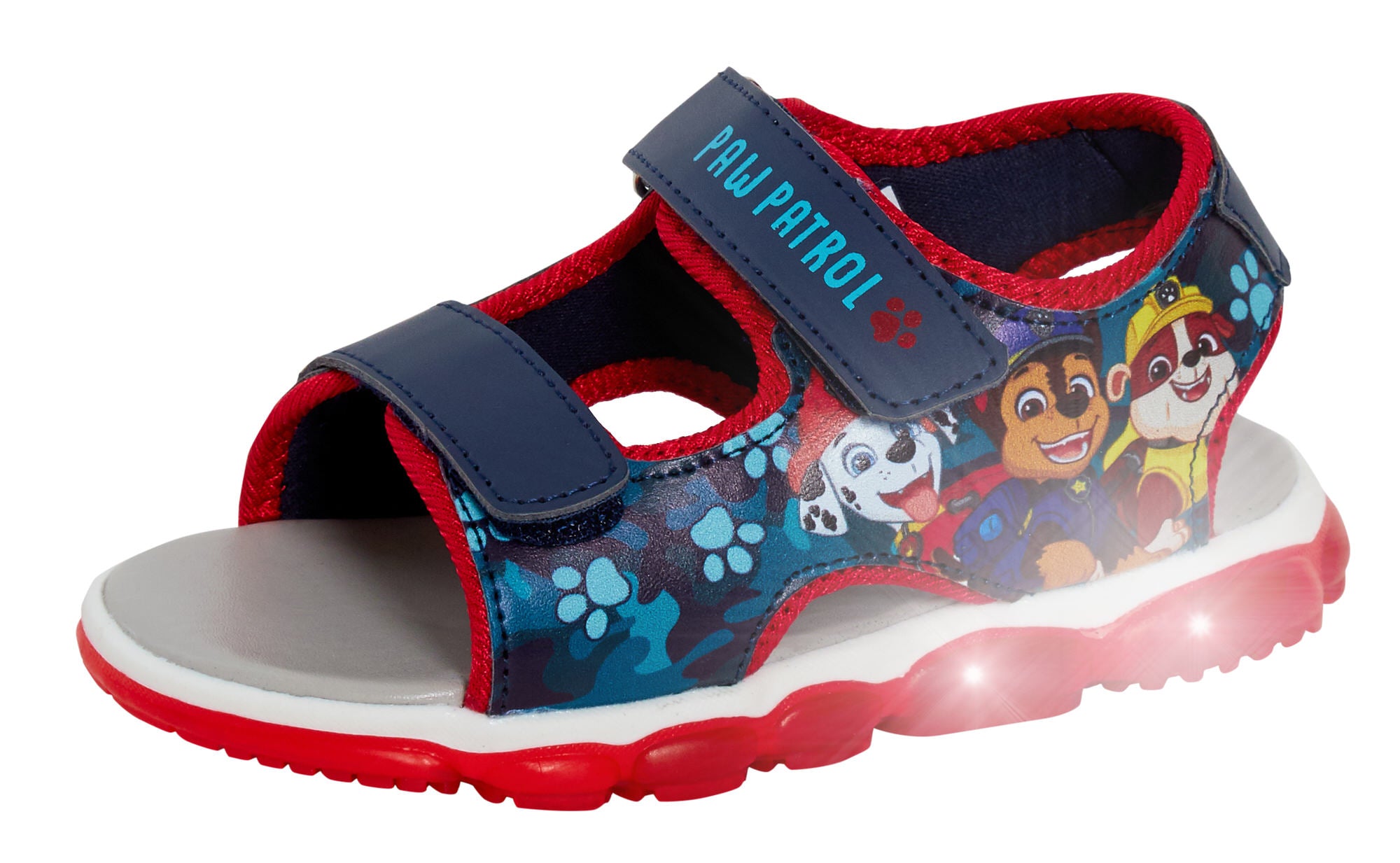 Paw Patrol Light Up Sports Sandals For Boys Chase Open Toe Easy Fasten Shoes