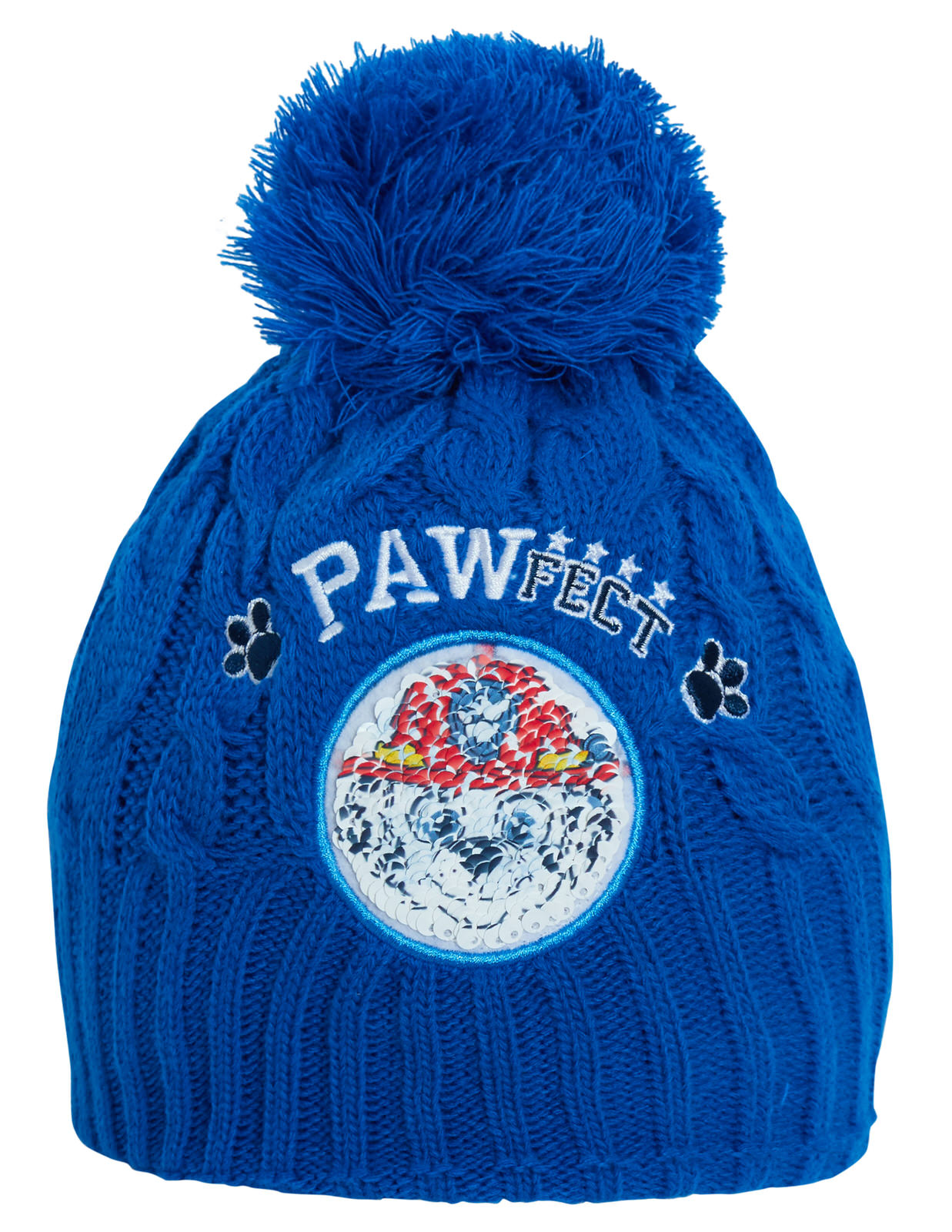 Boys Paw Patrol Reversible Knitted Bobble Hat + Mittens Winter Chase Marshall