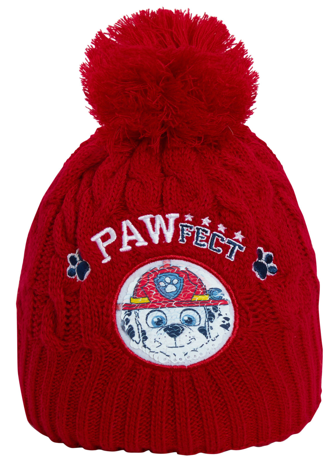 Boys Paw Patrol Reversible Knitted Bobble Hat + Mittens Winter Chase Marshall