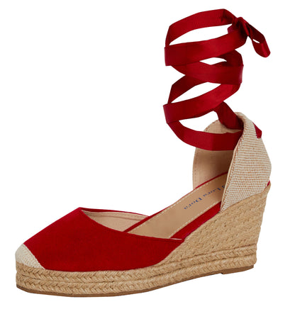Womens Espadrille Wedge Sandals Strappy Hessian Wedges Ankle Wrap Tie Leg Straps