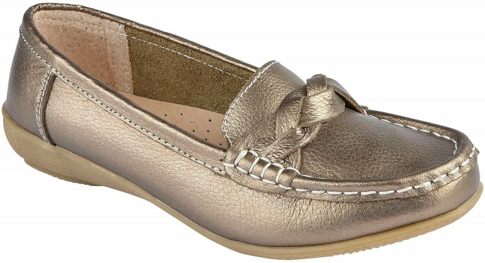 Womens Leather Loafers Flat Driving Comfort Shoes Cushioned Moccasins Deck Shoes