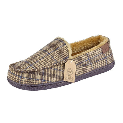 Mens Moccasins Slippers Faux Fur Lined Indoor House Shoes Lightweight Anti Skid