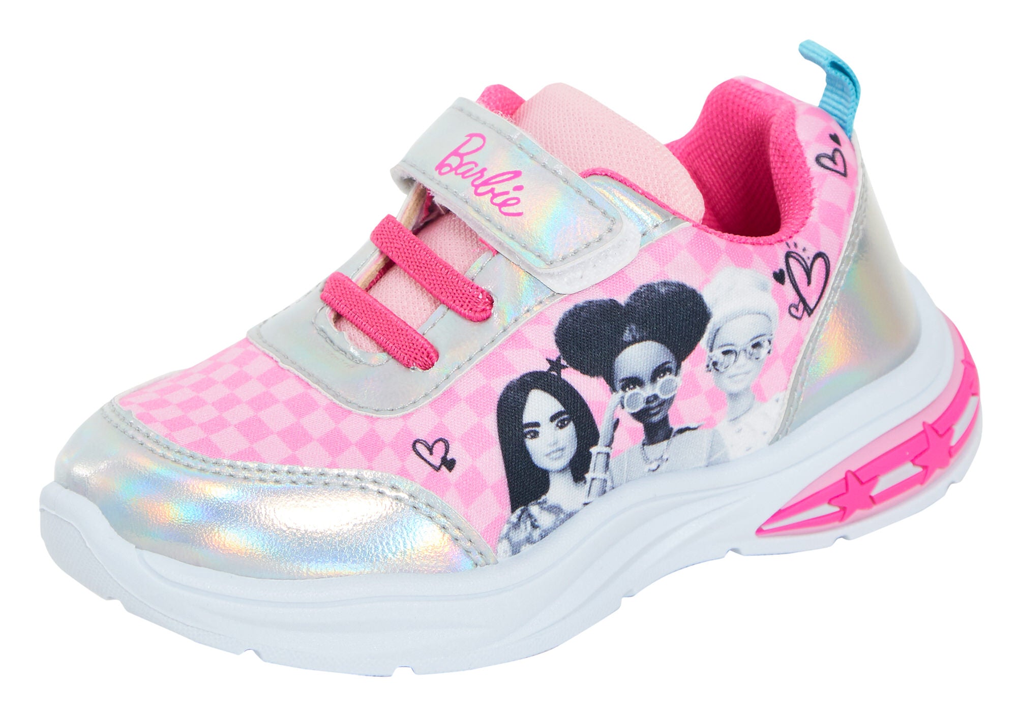 Girls Barbie Light Up Trainers Kids Fashion Doll Easy Touch Fasten Sports Shoes