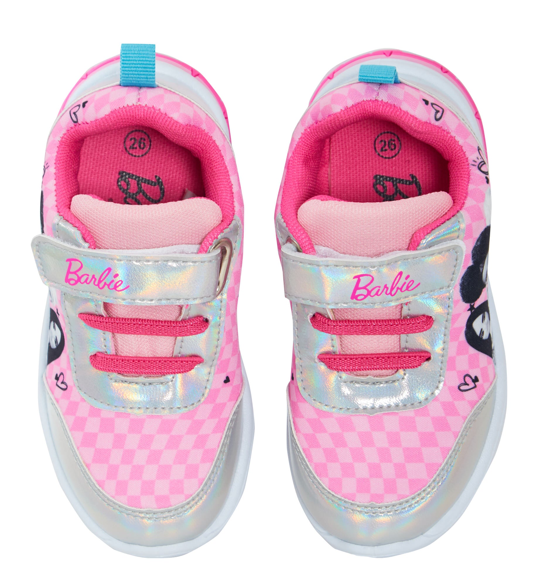 Girls Barbie Light Up Trainers Kids Fashion Doll Easy Touch Fasten Sports Shoes