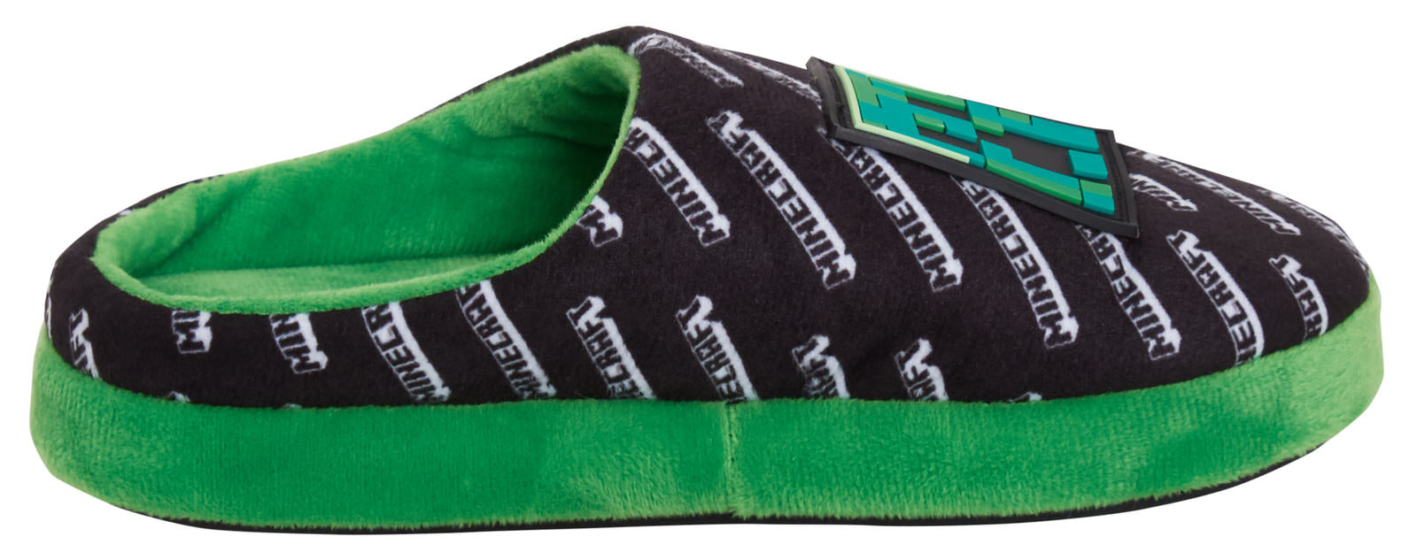 Mens Minecraft Slippers Teen Creeper Gamer Open Back Slip On Mules House Shoes