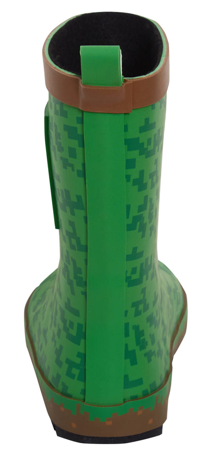 Boys Minecraft Rubber Wellingtons Kids Gamer Wellington Boots Rain Wellies Wellys