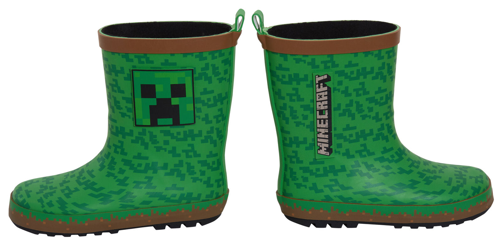 Boys Minecraft Rubber Wellingtons Kids Gamer Wellington Boots Rain Wellies Wellys