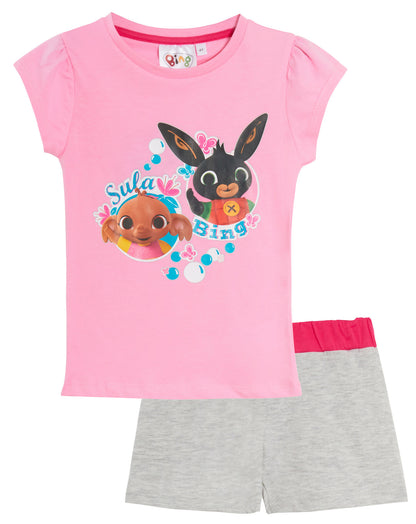 Girls Bing Bunny Short Pyjamas Kids Sula Shortie Pjs Set Summer Shorts Nightwear