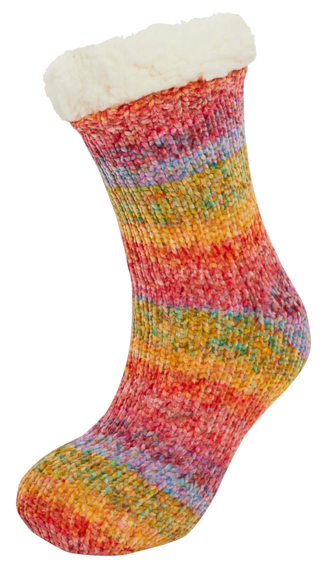 Womens Girls Teens Rainbow Slipper Socks Warm Fleece Lined Xmas Gripper Sock