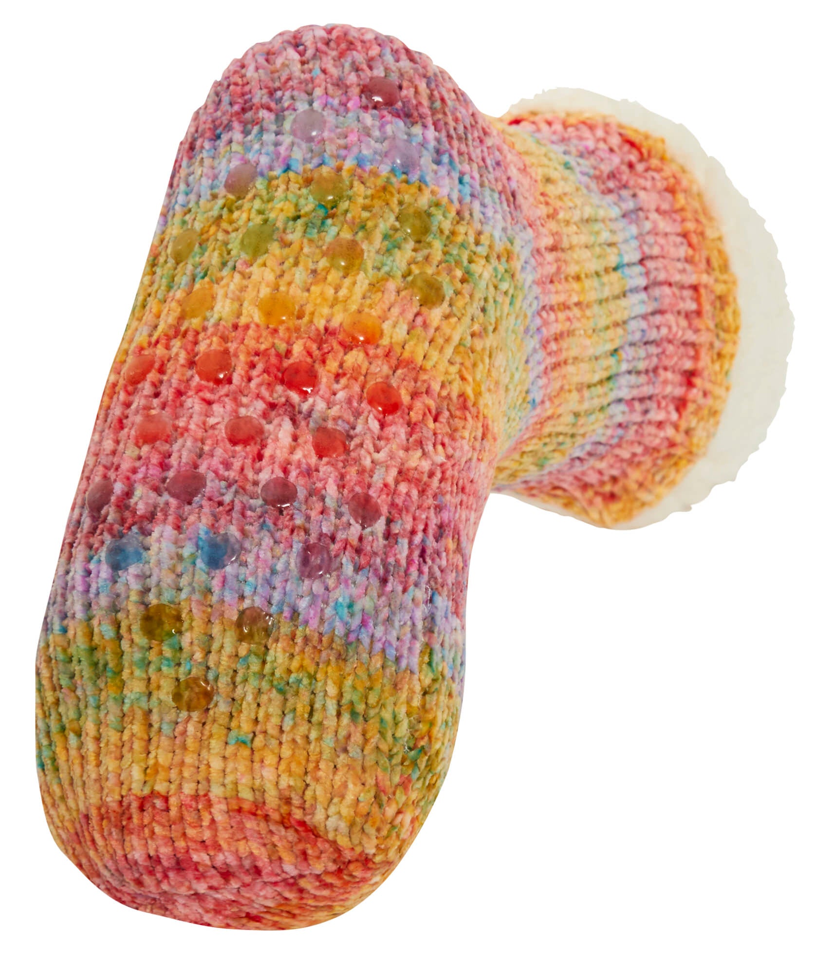 Womens Girls Teens Rainbow Slipper Socks Warm Fleece Lined Xmas Gripper Sock