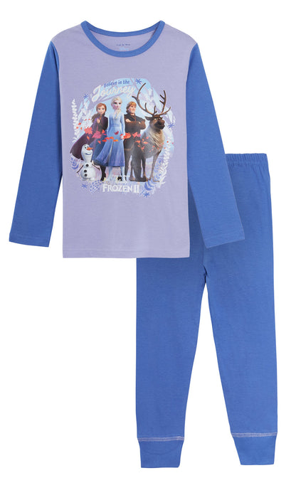 Girls Disney Frozen 2 Pyjamas Kids Full Length Elsa Anna Olaf Pjs Set Nightwear