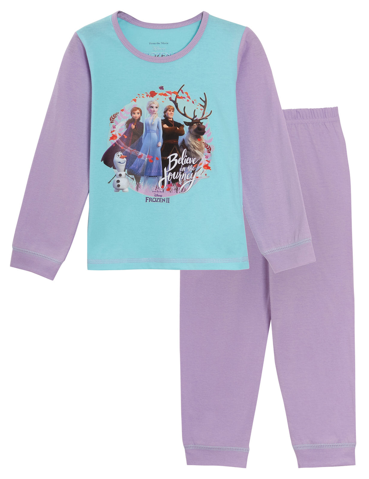 Girls Disney Frozen 2 Pyjamas Kids Full Length Elsa Anna Olaf Pjs Set Nightwear