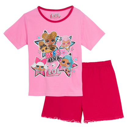 Girls LOL Surprise Dolls Short Pyjamas Kids Shortie Pjs Set T-Shirt Nightwear